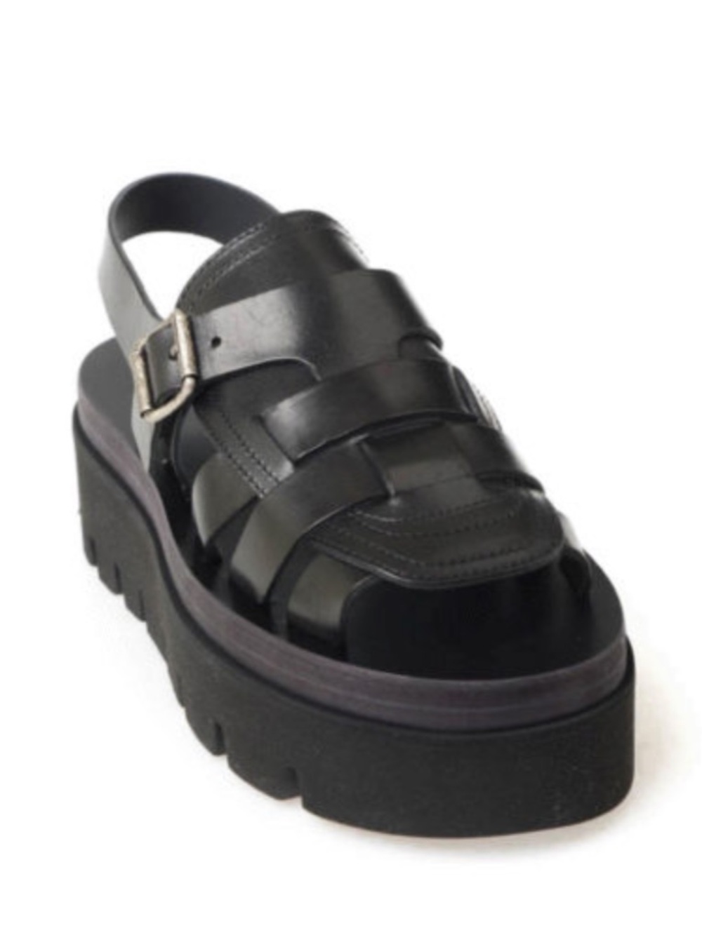 Maison Margiela MM6 Platform wedge Sandals Fishermen black leather 39 - Picture 3 of 11